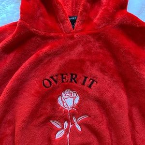 Cropped fuzzy electric red hoodie from F21 🌹